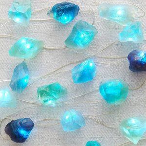 Sea Glass Raw Stones Decorative Lights 6.5ft 20LEDs String Lights Indoor Decor